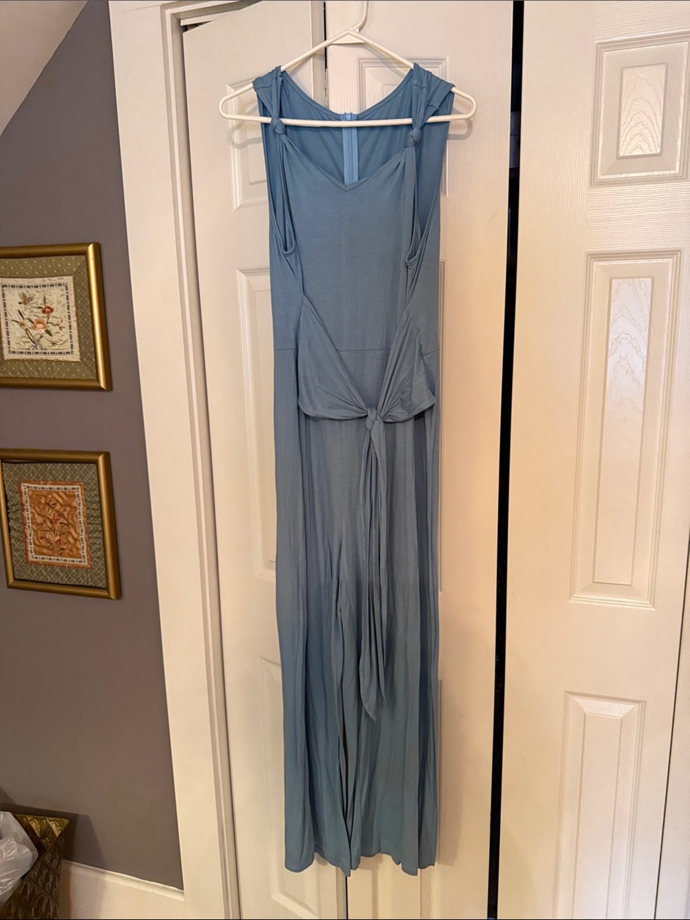 Light Blue Sleeveless Maxi Dress with Front Tie
